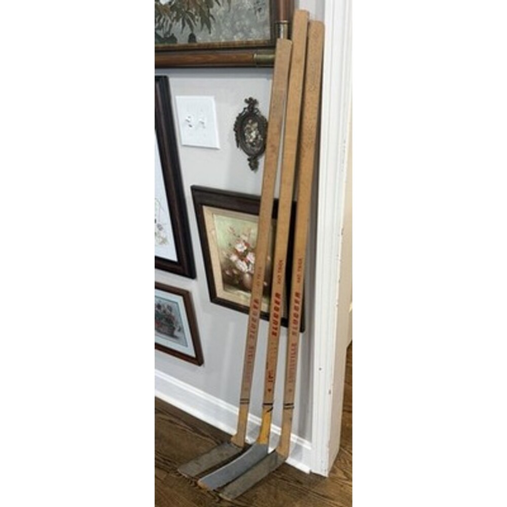 VINTAGE Set of 3 Wooden Hockey Stick Sticks Louisville Slugger Hat Trick